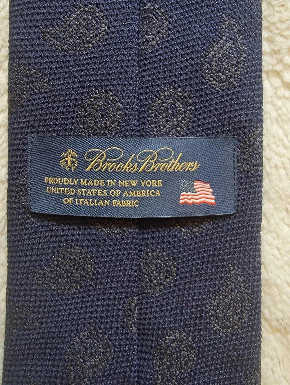 NWT Brooks Brothers Navy Paisley Tie Wool Cotton Silk Made in NY Italian Fabric
